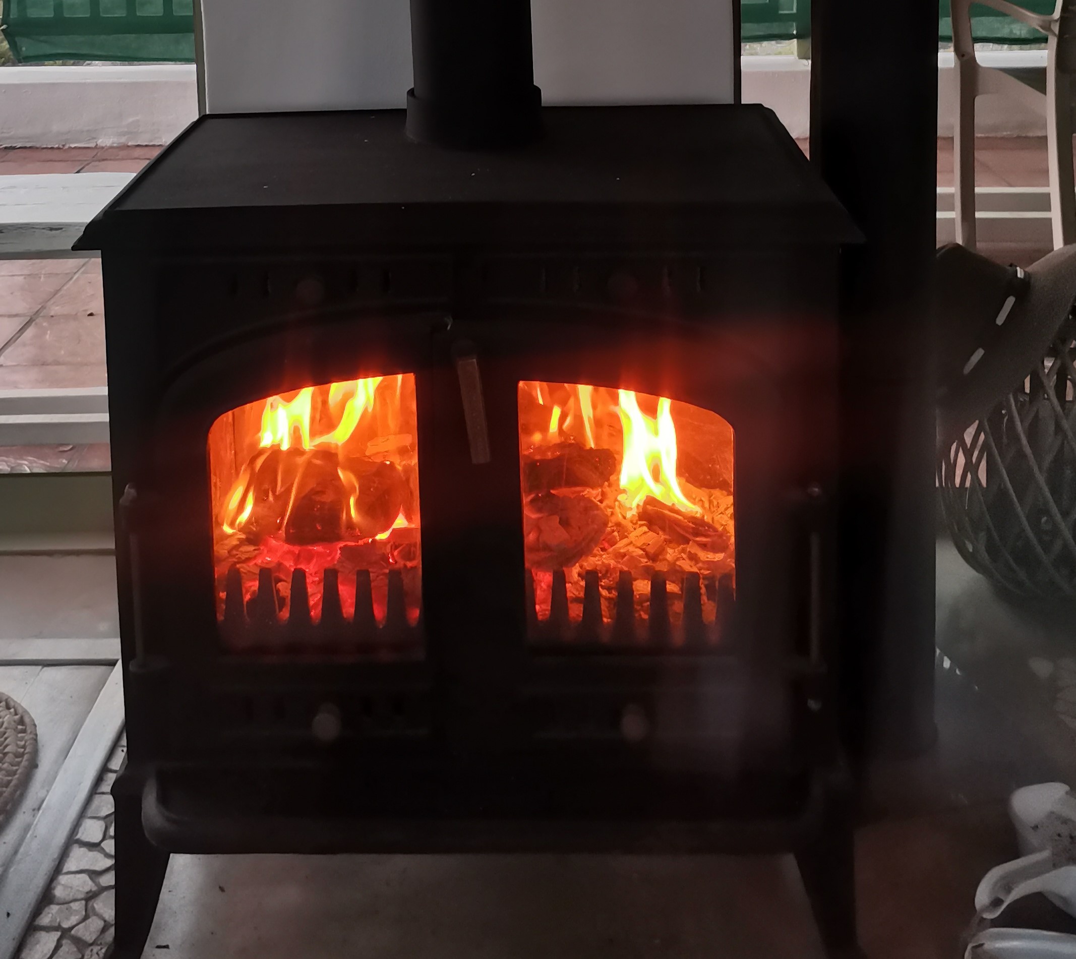 Inside Wood burning fireplace